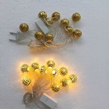 Moroccan Ball 11ft 14 LED Warm-White Fairy String Lights – Elegant Diwali & Home Decoration