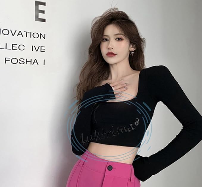 V Wear Trendy Deep Back Tie Full Sleeve Crop top for Women and Girls