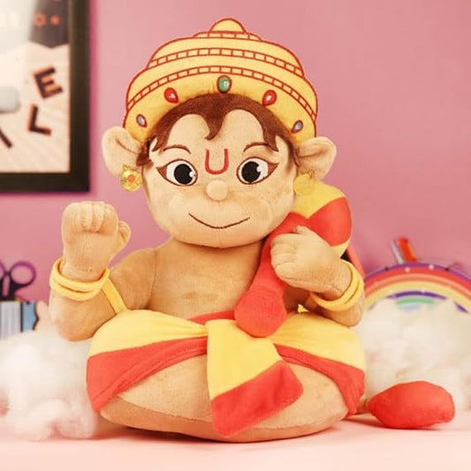 aurbo Baby Lord Hanuman Mantra Chanting Soft Toys (Medium, 35cm) Birthday Gift for Kids, Musical Soft Toys for Baby Girl & Boy, Plush Toy, Best Gift for Infants (Hanuman Soft Toy)