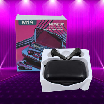 Wireless M19 Bluetooth Earbuds with LED Display & Mic – True Wireless Headphones for Music & Calls