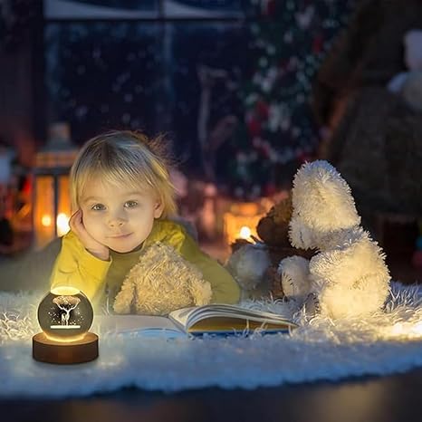 GITGRNTH 3D Crystal Ball Lamp with 16 Colors Changing LED Wooden Base - Solar System Night Light, Galaxy Lamps, Galaxy Crystal Ball Light with USB (16 Color Deer)
