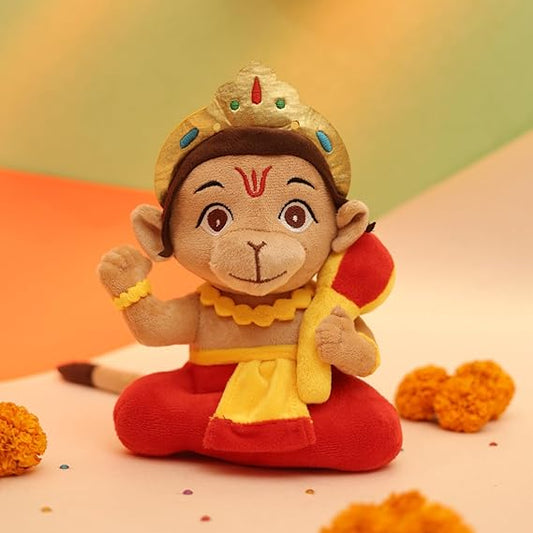 Panda's Box Mantra Chanting Baby Hanuman (Small - 18 CM) | Musical Soft Plush Toy | Best Gift for Infants, Toddlers & Babies