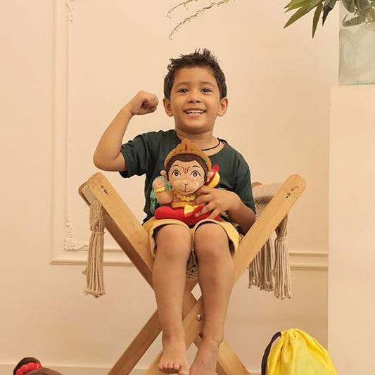 Panda's Box Mantra Chanting Baby Hanuman (Small - 18 CM) | Musical Soft Plush Toy | Best Gift for Infants, Toddlers & Babies