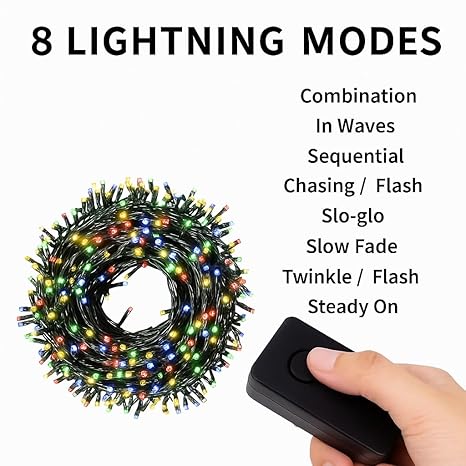 Gesto Multicolor Led Serial String Lights – 8 Modes Changing Controller, Waterproof Fairy Lights for Home, Christmas, Deepawali & Diwali Decoration Lights for Balcony Outdoor – (25 Meter | Pack of 1)