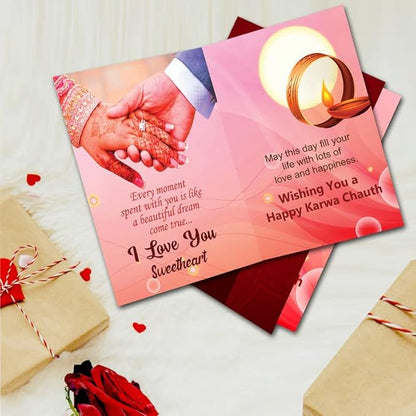 ME & YOU Special Karwachauth Gift Set for Love One, Wife, Girlfriend | Karwa Chauth Gifts Set, Best Gifts for Karwa Chauth with Tin Box, Quote Printed Mug, Greeting Card