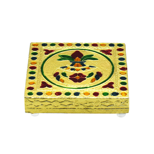 Fancy Wooden Designer Bajot – Minakari Patla for Pooja