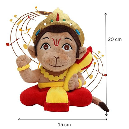 Panda's Box Mantra Chanting Baby Hanuman (Small - 18 CM) | Musical Soft Plush Toy | Best Gift for Infants, Toddlers & Babies