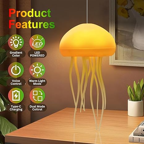 Jellyfish Lamp Baby LED Night Light 7-Color Changing Lamp for Kids Baby Room Decor Aesthetic Gifts Night Lamps Hanging + Base (Jelly Fish) Multicolour