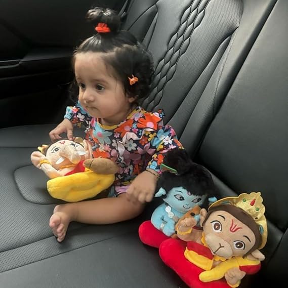 Panda's Box Mantra Chanting Baby Krishna, Hanuman & Ganesha (Pack of 3-Small) | Musical Soft Plush Toys | Best Gifts for Infants, Toddlers & Babies