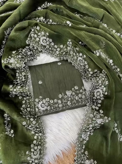 Tranding Fancy Embroidered Saree With Blouse and Cut Work | Women's Shimmer Zimmychoo Embroidery Saree With Unstitched Blouse Piece