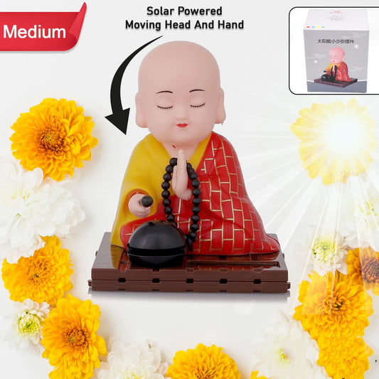 Solar Powered Sitting Buddha Statue | Moving Head And Hand (1 Pc  Medium)