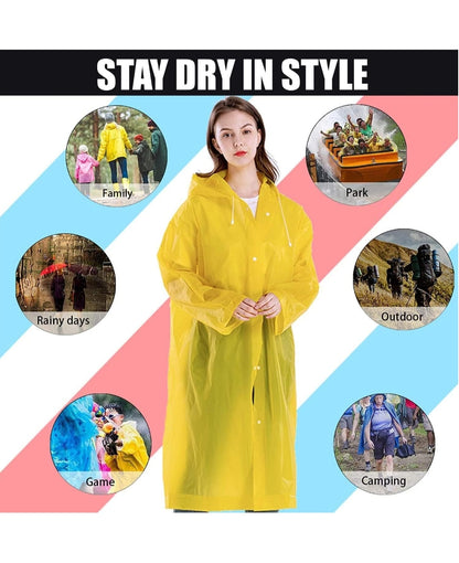 Raincoat for Men & Women | Unisex Hooded Full Sleeves Lightweight Poncho | Reusable Rain Wear