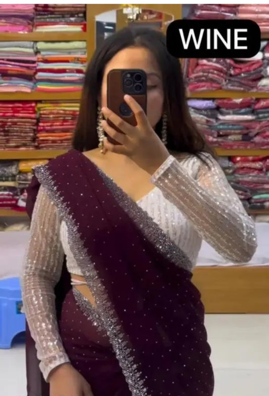 Georgette saree D_S_LAVENDER