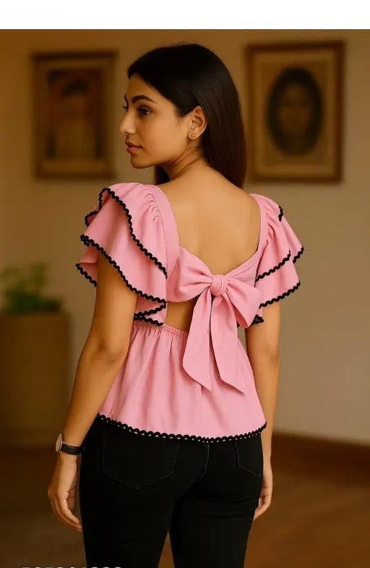 Stylish Puff sleeves tiered blouse top