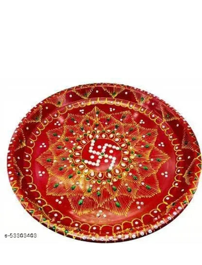 Rockfield Karwa chauth thali Set| karwachauth puja thali Set | Pooja Thal | Lota/Kalash | Channi for Karwa Chauth Pooja, (Thali, Channi, Kalash, Diya, Akshat)