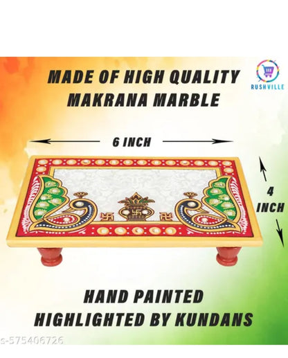 Pack of 5 Floral‑Design Marble Chowkis (4″×4″ & 6″×6″) with Intricate Inlay Work – Elegant Pooja/Decor