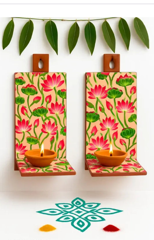 Maada vilaku , diya shelf , puja shelf, wooden maada vilakku set of 2