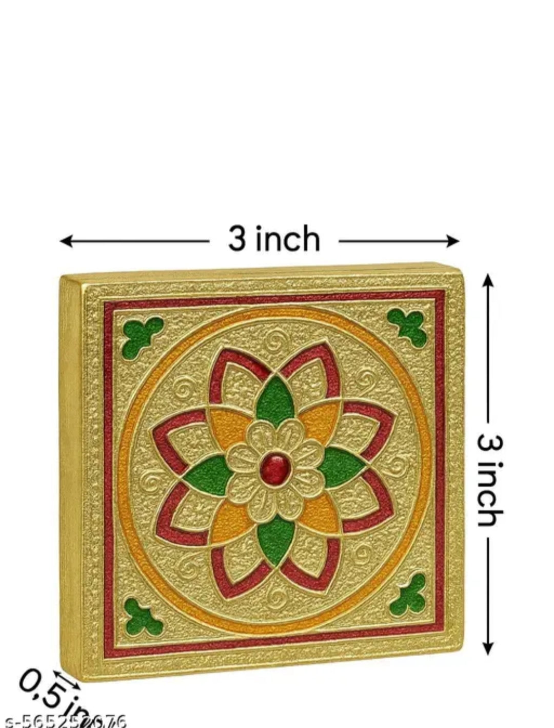 Handicraft 3/3 Flower Design Wooden Chowki Set – 4 Piece Decorative Bajot/Patla for Pooja, Home Décor, Gift Purpose (Flower, Kalash, Swastik Design
