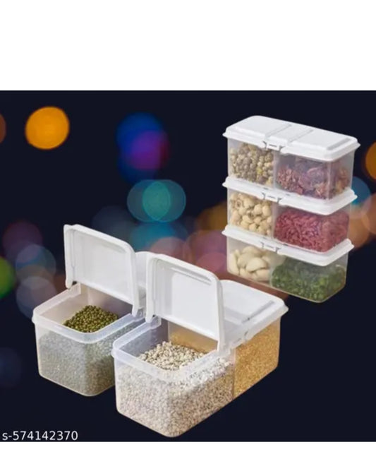 Fridge Storage Boxes Fridge Organizer with Lid Stackable Fridge Storage Containers Plastic Air Tight Space Saver Two Section Storage Organizer