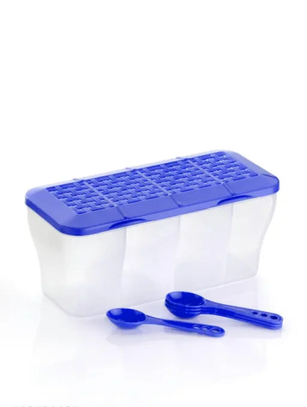 4 section conainer for vegetables,dryfruits,spices,grocery,pickles,and multipurpose 4 in 1 Boox fo kitchen.-PACK OF 2 (BLUE), Plastic