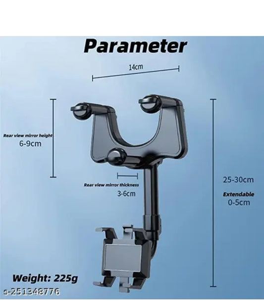 XGMO®360 Degree Car Rear View Mirror Mobile Phone Holder Mount Stand Compatible with All Smartphones