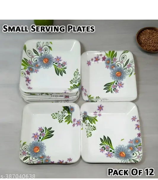 Elevate Your Dining Experience with our 12-Piece Melamine Quarter Plate Set - Perfect for Serving Snacks, Meals, and More!