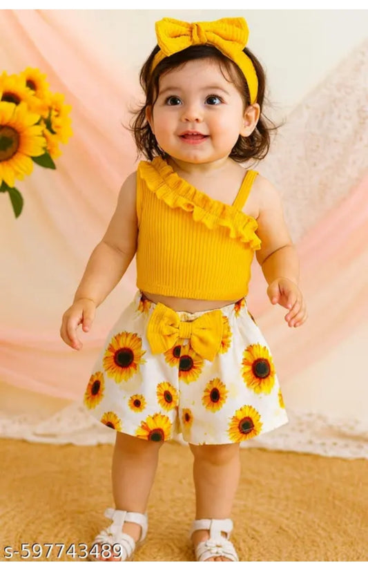 Girls Cute trendy Fashionable Stylish Sleeveless & Round Neck Top & Bottom