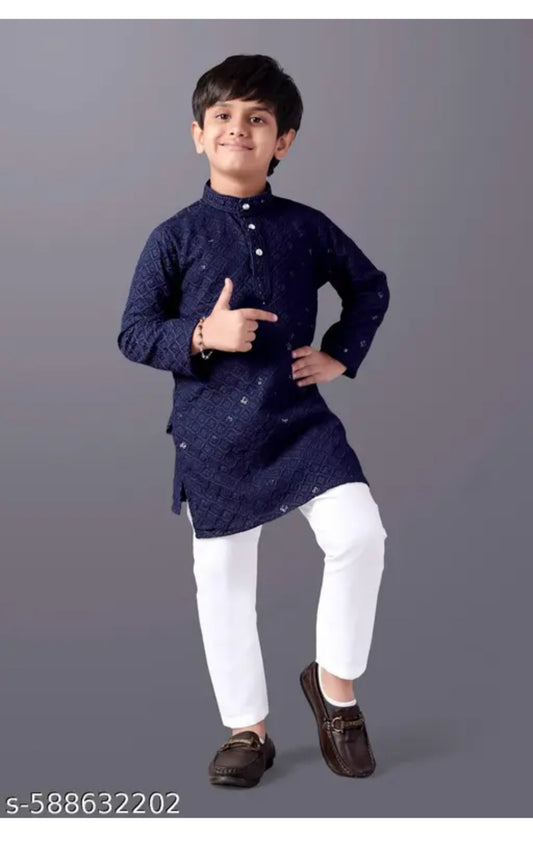 Designer Lakhnavi Embroidered Kurta Set for Kids