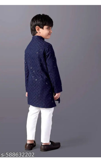 Designer Lakhnavi Embroidered Kurta Set for Kids
