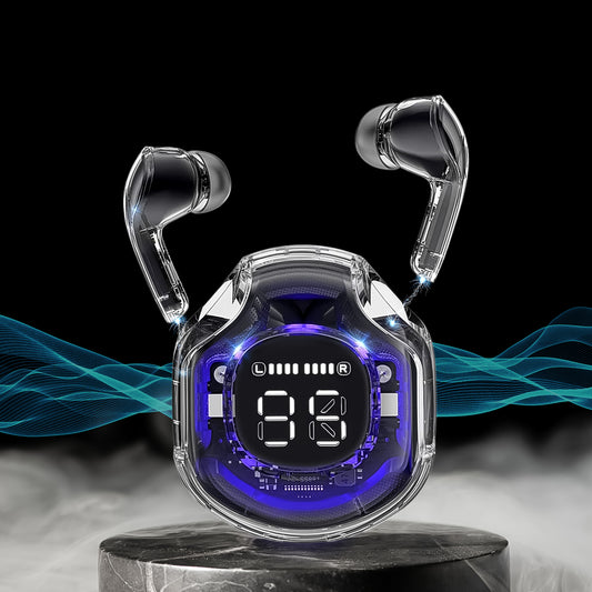 Wireless Bluetooth 5.3 In-ear With Microphones & Transparent LED display, 200mah Battery (1 Pc)
