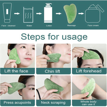 Jade Roller & Gua Sha Set – Natural Face Massager for Face Massager, Glowing Skin & Face Shaping (1 Pc)