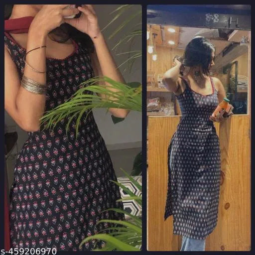 Printed Straight Sleeveless Kurta