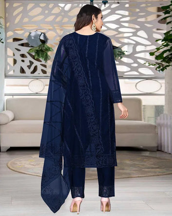 Women’s Net Kurta Set with Dupatta & Bottomwear – Elegant Ethnic Ensemble