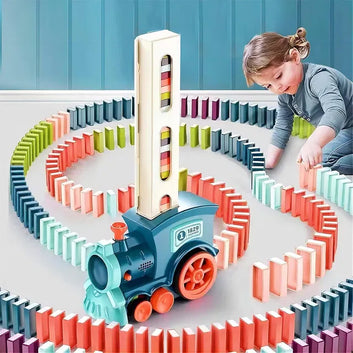 Domino Train Rally Set with Lights & Sounds – Automatic Domino Laying Toy