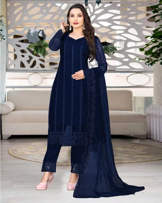 Women’s Net Kurta Set with Dupatta & Bottomwear – Elegant Ethnic Ensemble