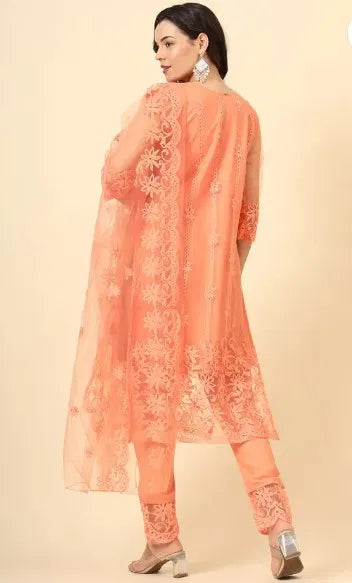 Women’s Net Kurta Set with Dupatta & Bottomwear – Elegant Ethnic Ensemble