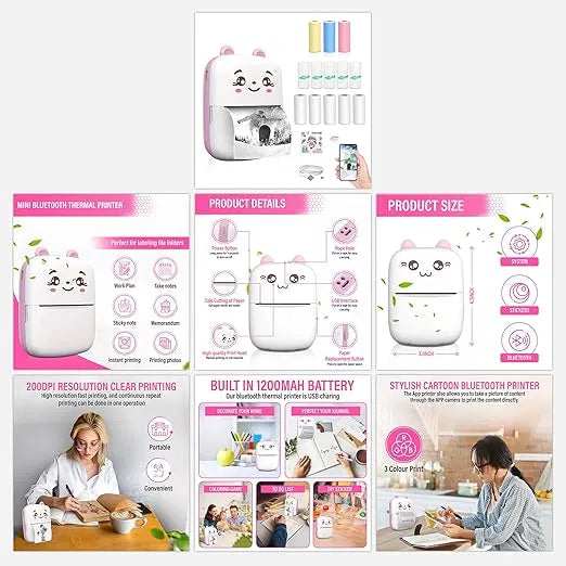 Bluetooth Mini Printer for Students – Inkless Wireless Thermal Printer