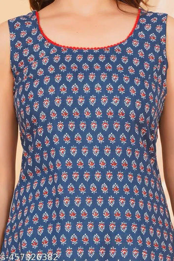 Printed Straight Sleeveless Kurta