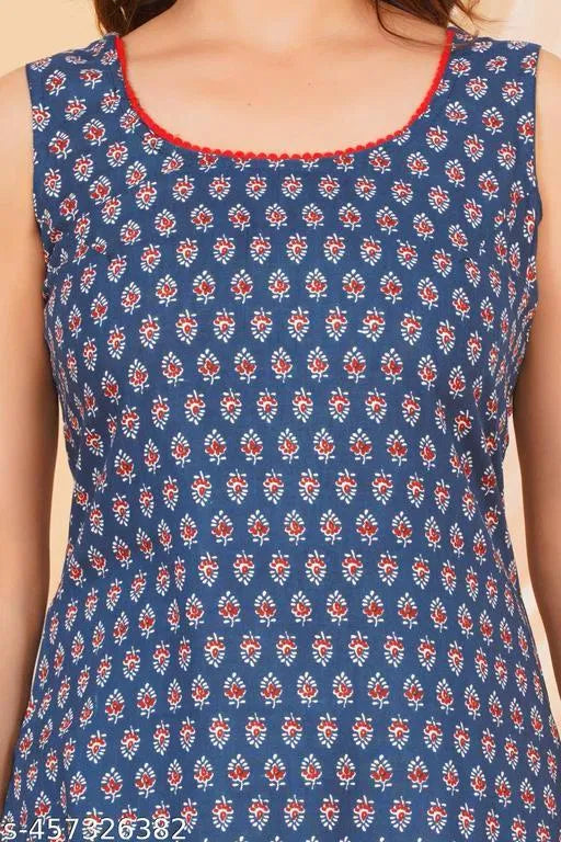 Printed Straight Sleeveless Kurta