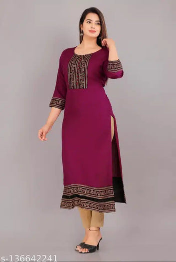 Rayon Embroidered Kurti for Women