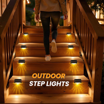 Solar-Powered Warm Glow Step Lights – 4 Pcs