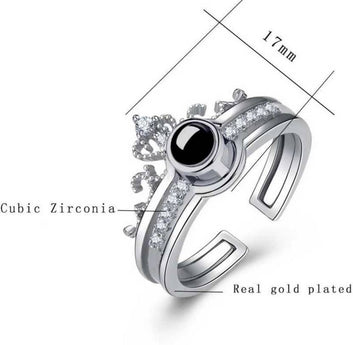 Glossy Finish Silver-Plated Ring with Cubic Zirconia Stone – Elegant Alloy Design