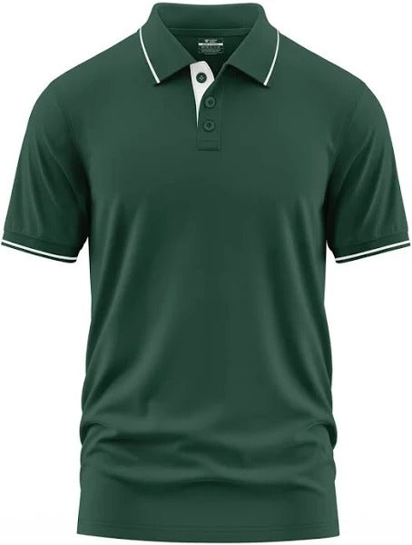 Men’s Solid Cotton Polo T-Shirt – Timeless Comfort in Green