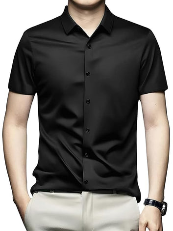 Men’s Satin Half Sleeve Formal Shirt – Regular Fit Elegance