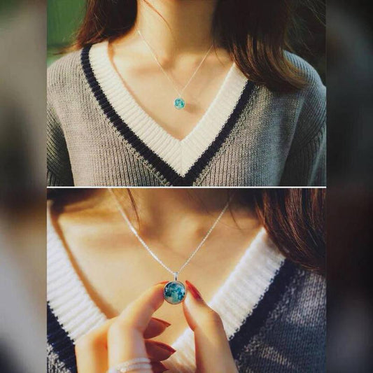 Night Glowing Moon Pendant with Stainless Steel Chain – Celestial Glow Necklace