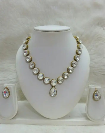 Women's Gold-Plated Kundan Jewelry Set – Necklace & Earrings Combo