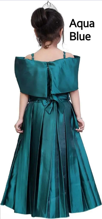 Girls Premium Designer Silk Frock – Elegant Sleeveless Dress for Kids