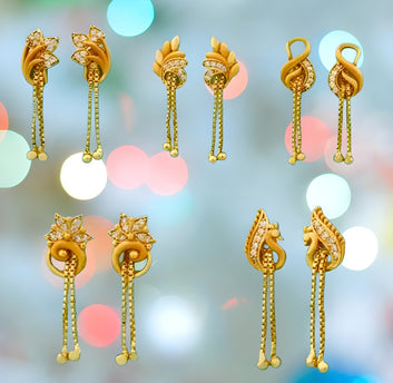 Latest Trendy Designer Gold Plated Earrings Combo – Set of 5 Stylish CZ Drop & Stud Designs