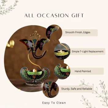 Iron Lord Ganesha Tealight Candle Holder – Divine Home & Table Decor
