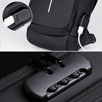 Crossbody Anti-Theft Sling Bag with USB Charging Port – Unisex Waterproof Messenger Bag